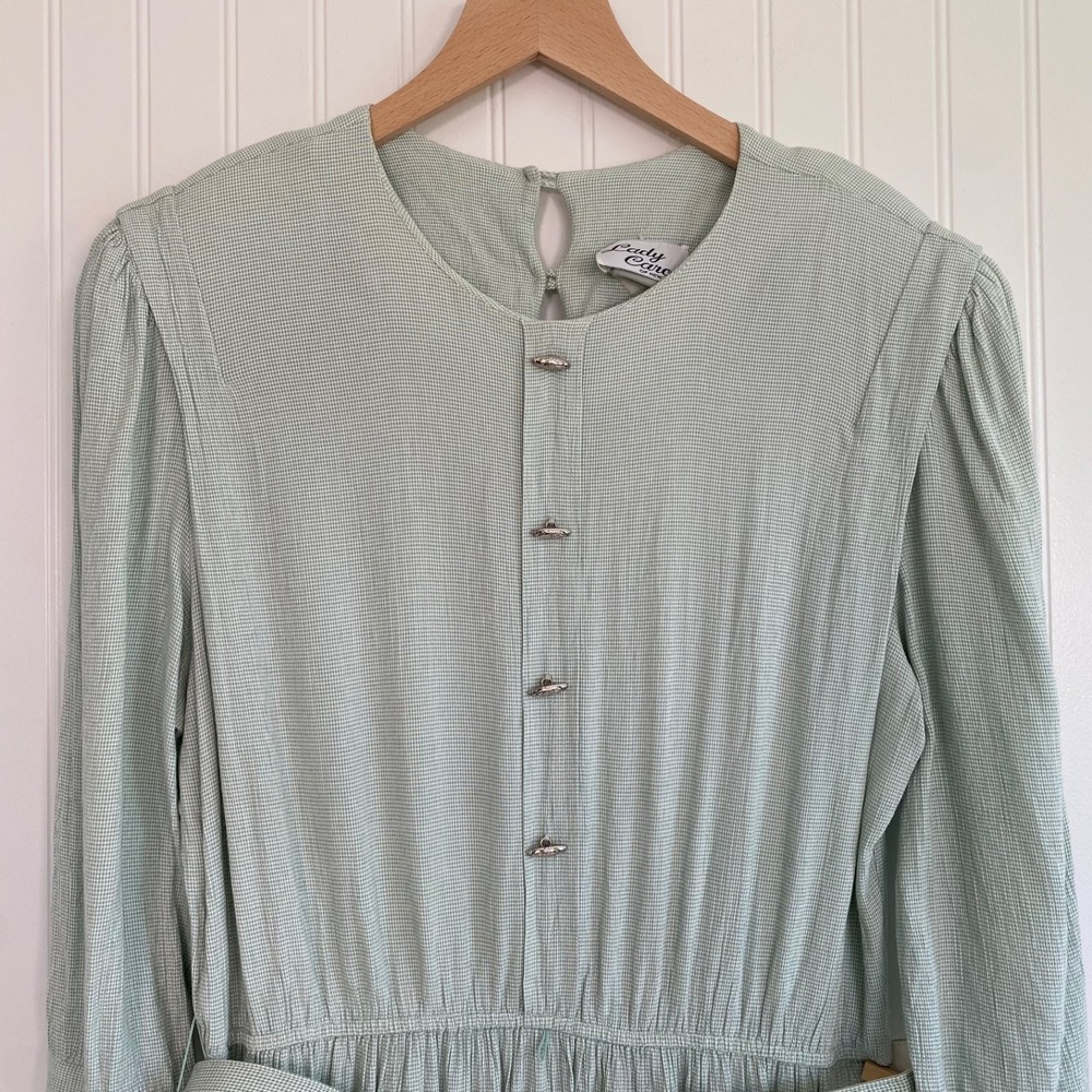 Lady Carol Womens Vintage 90s Modest Midi Dress Size 18 XL Secretary Belted - Picture 2 of 12